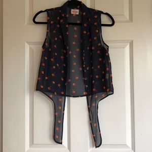 Black Poppy Button-Up Tank